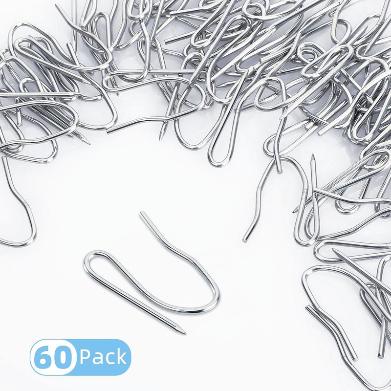 VRSS Drapery Hooks Pins for Curtains, 1.2 Inch Stainless Steel Curtain Hooks, Pin-On Drapery Hooks (60) - Image 2
